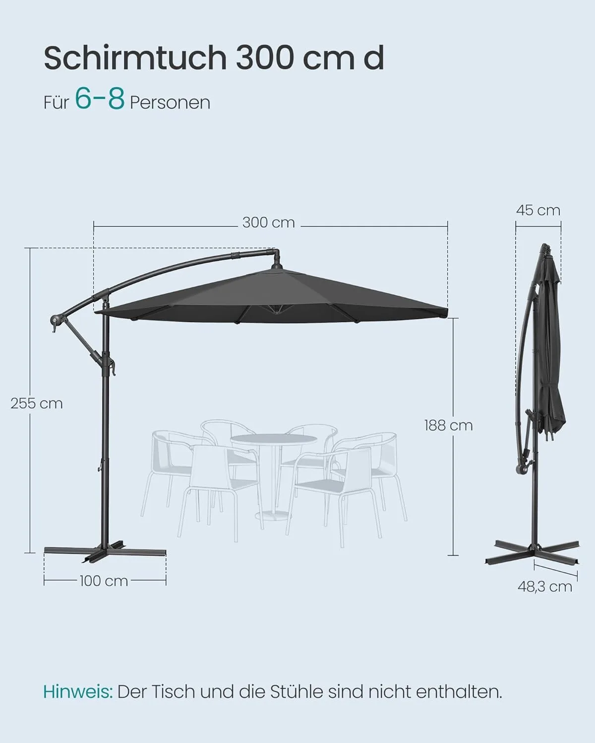 300 cm sodo skėtis su stovu - Image 5