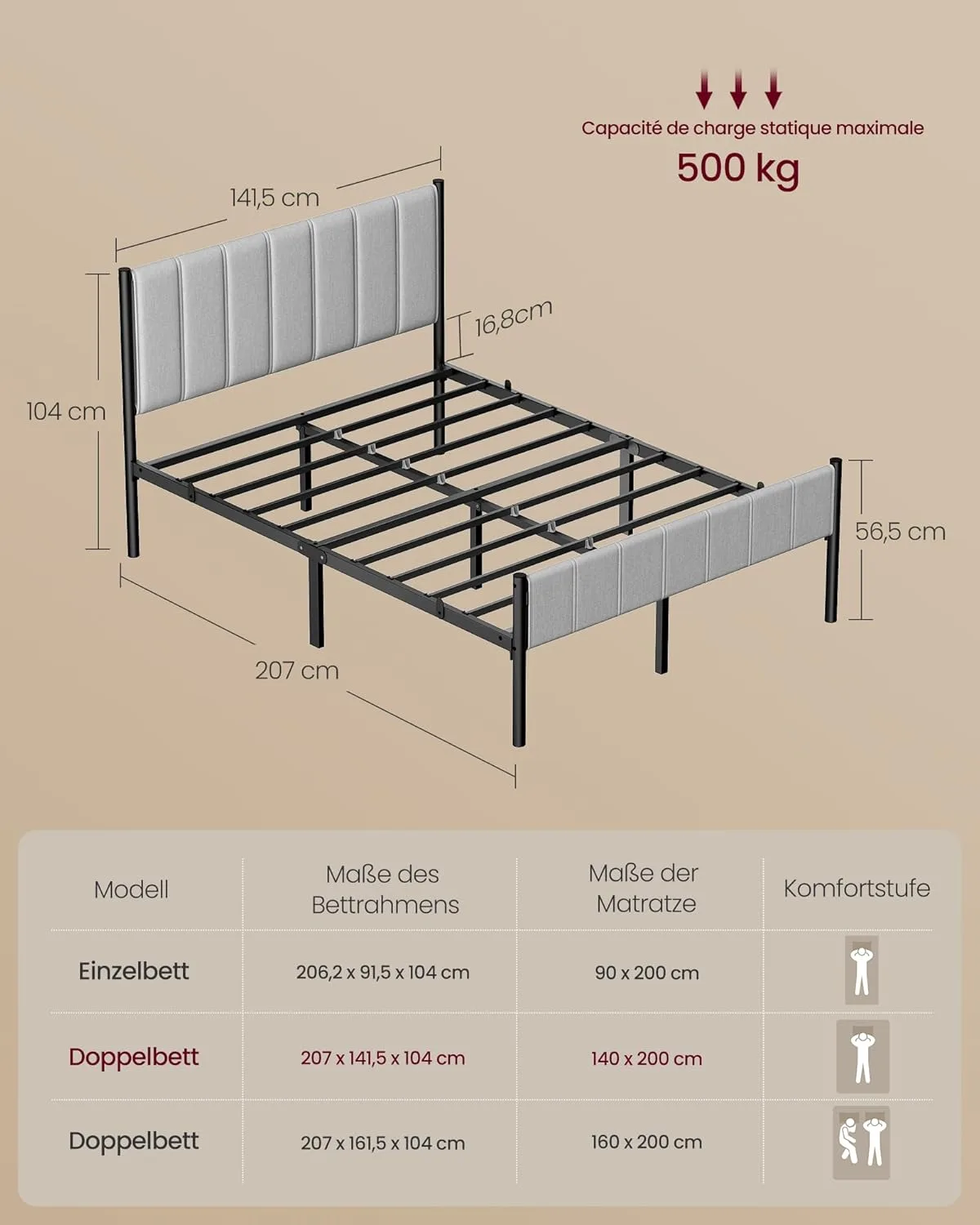 Viengulės lovos rėmas su minkštu galvūgaliu - Image 2