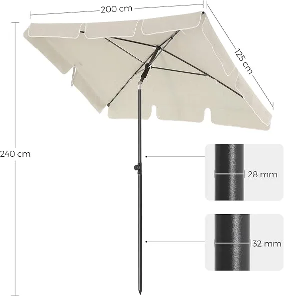 Stačiakampis balkono skėtis nuo saulės 200 × 125 cm - Image 3