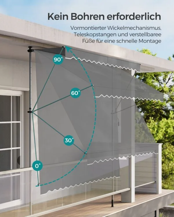 Pritvirtinama markizė nuo saulės 400 × 120 cm – antracito spalvos - Image 3